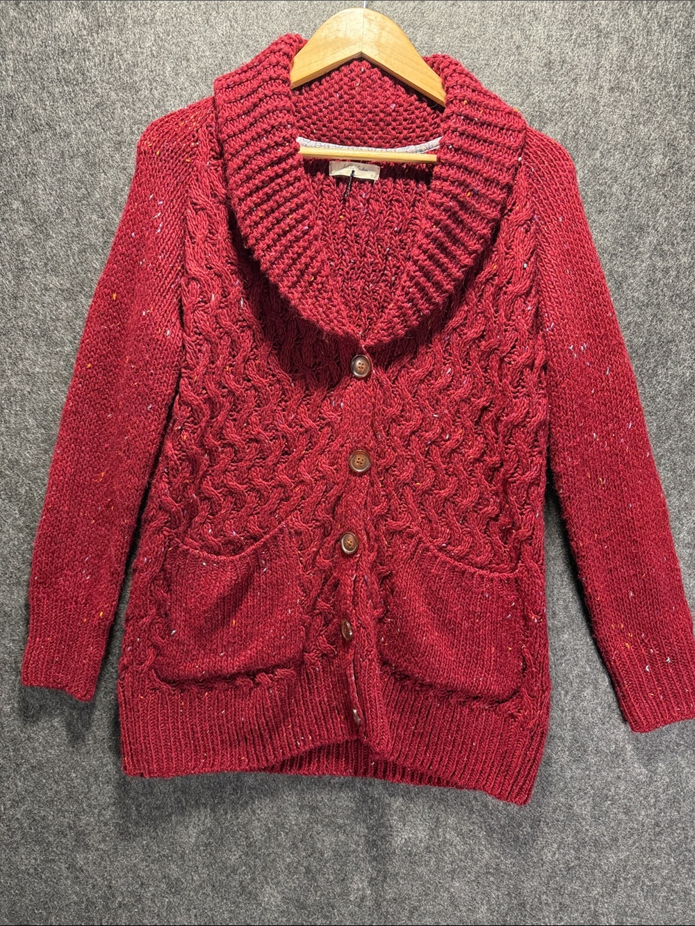 Isabella Sinclair  Cable-Knit Shawl Collar Cardigan Sweater